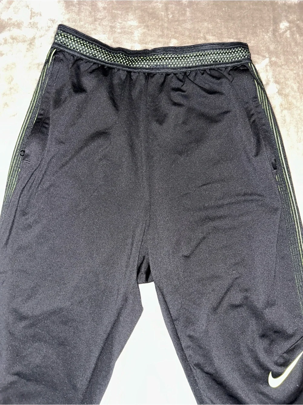 Kids XL Nike Black Joggers with Neon Yellow Swoosh